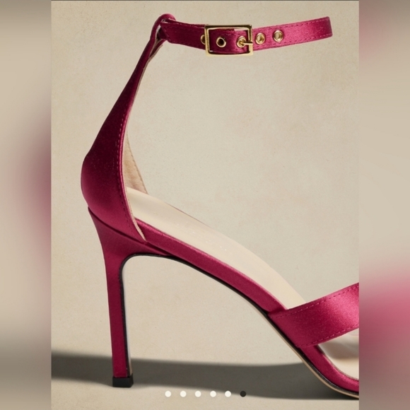 Hot Pink High Heeled Satin Sandals - Picture 5 of 6